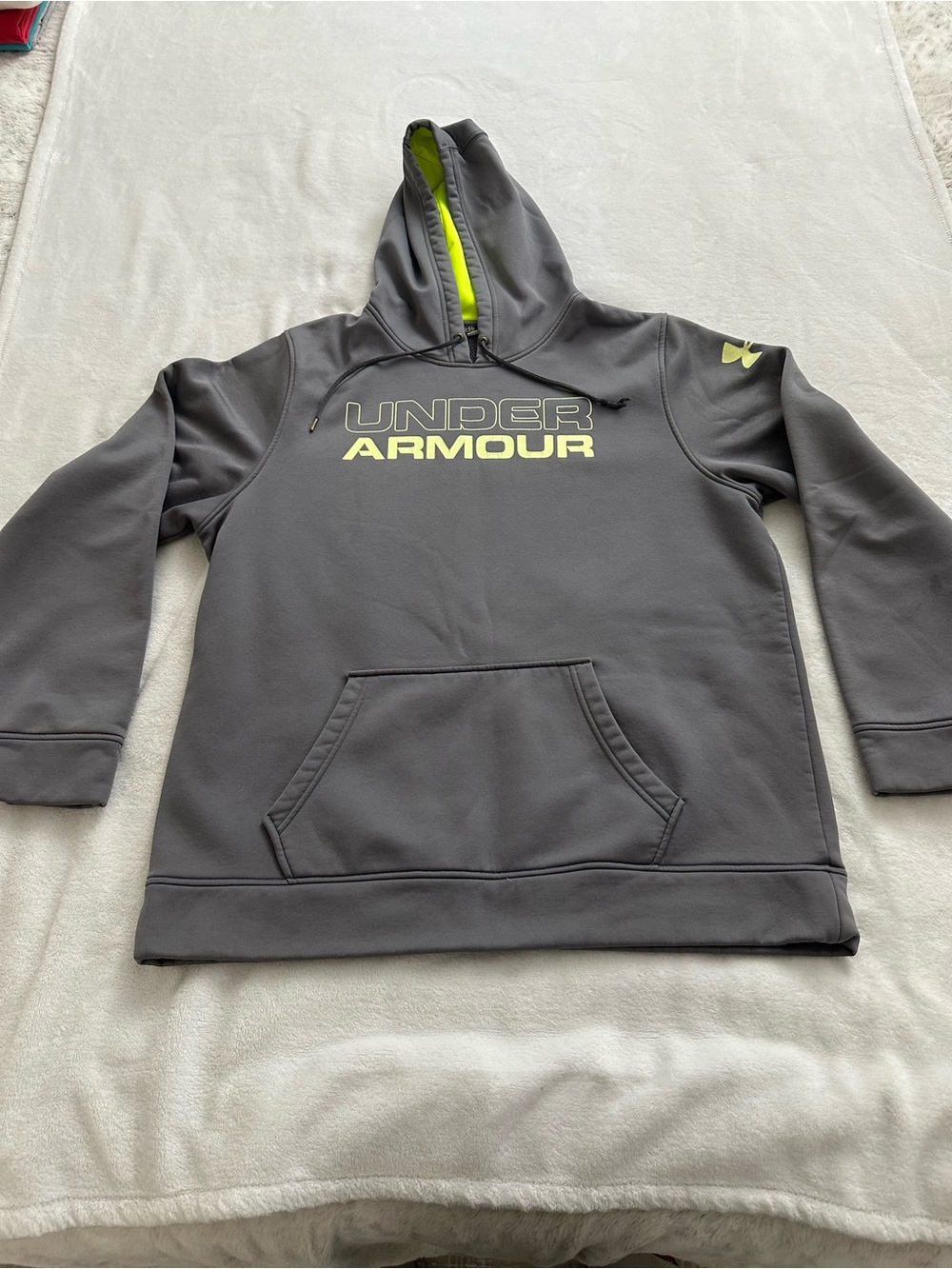 Under Armour Gray Hoodie with Neon Yellow Accents